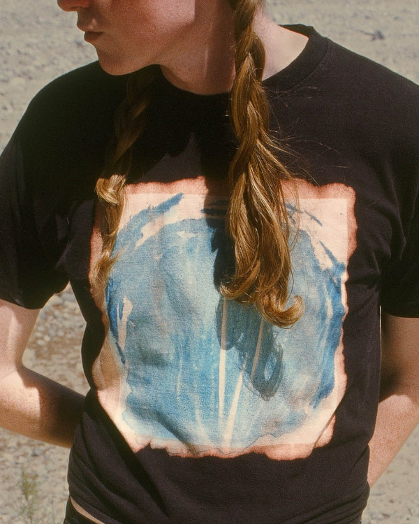 Black tee - bleached out cyanotype