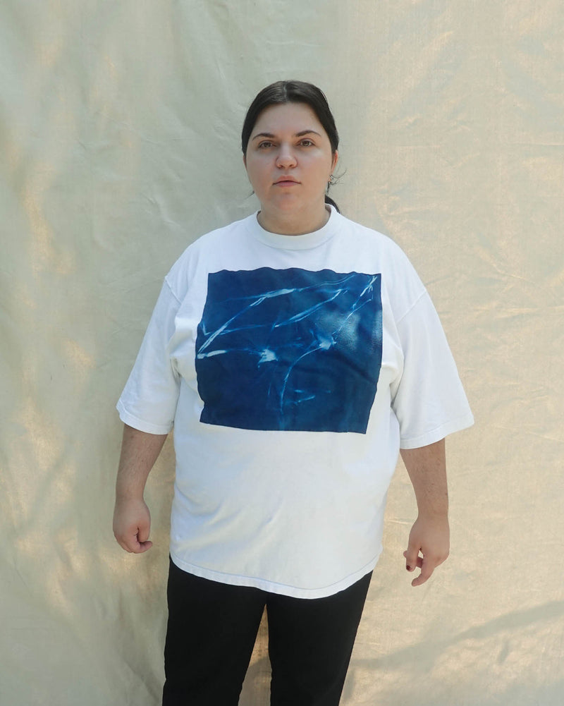 White T with Cyanotype